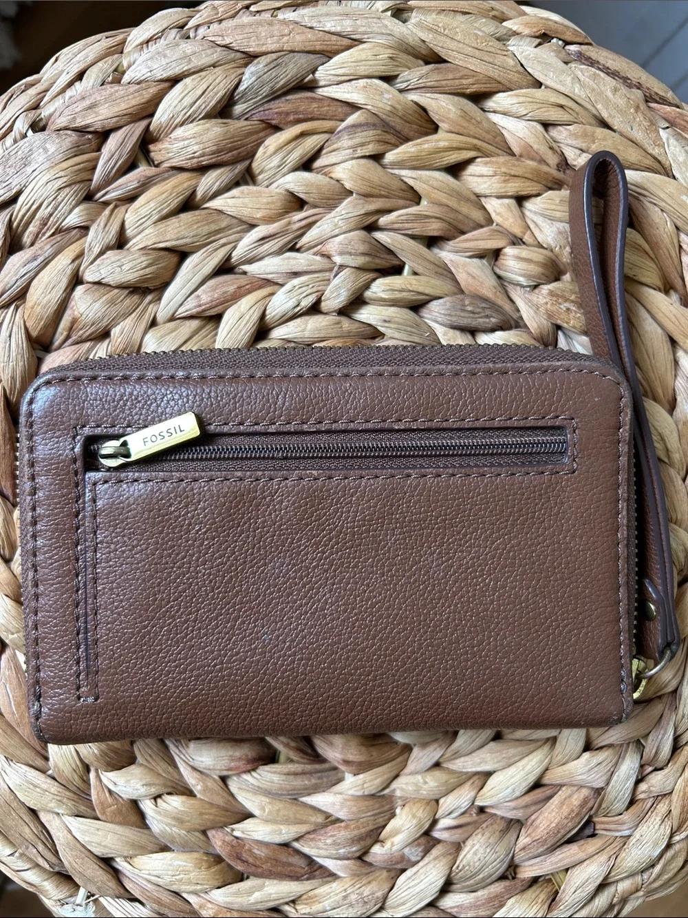 Fossil Brown Pebbled Leather Wristlet